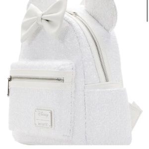 Disney Loungefly white sequined backpack